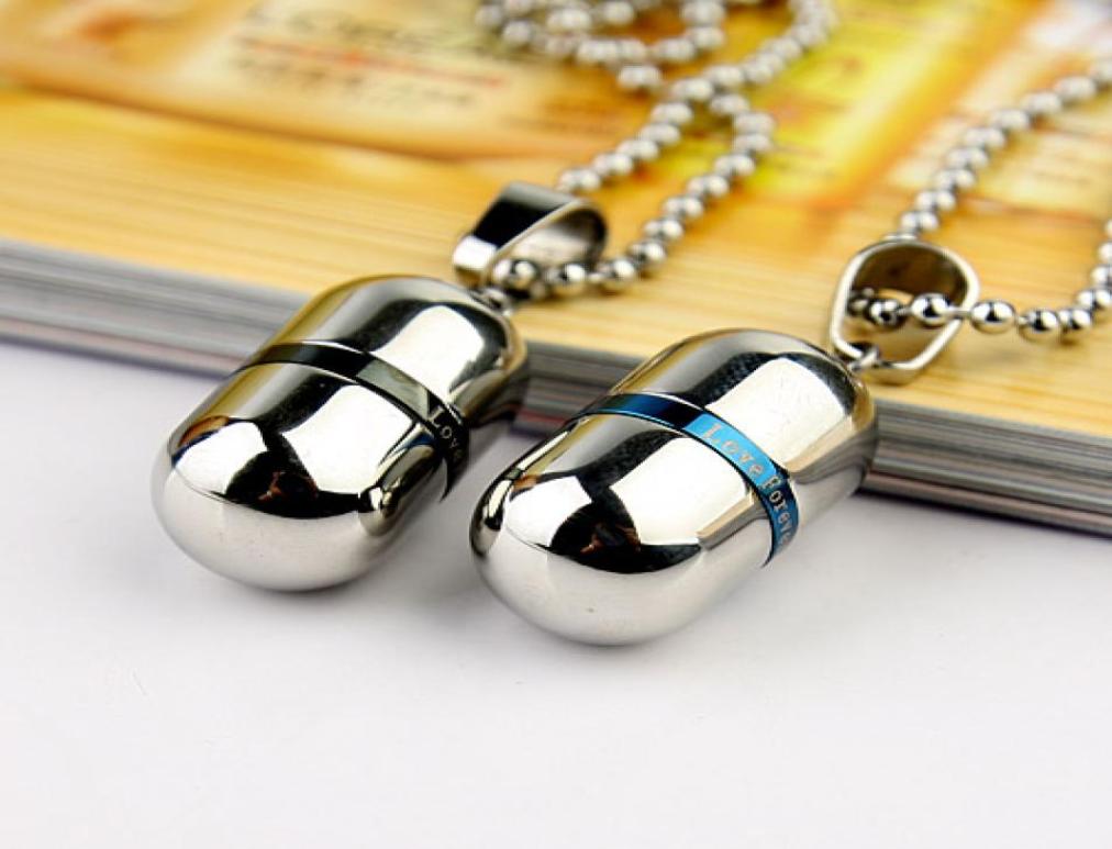 

Love forever Cremation Jewelry High quality openable Stainless Steel Pill capsule Pendant Memorial Ash Urns Lockets Necklace Urns 5448159