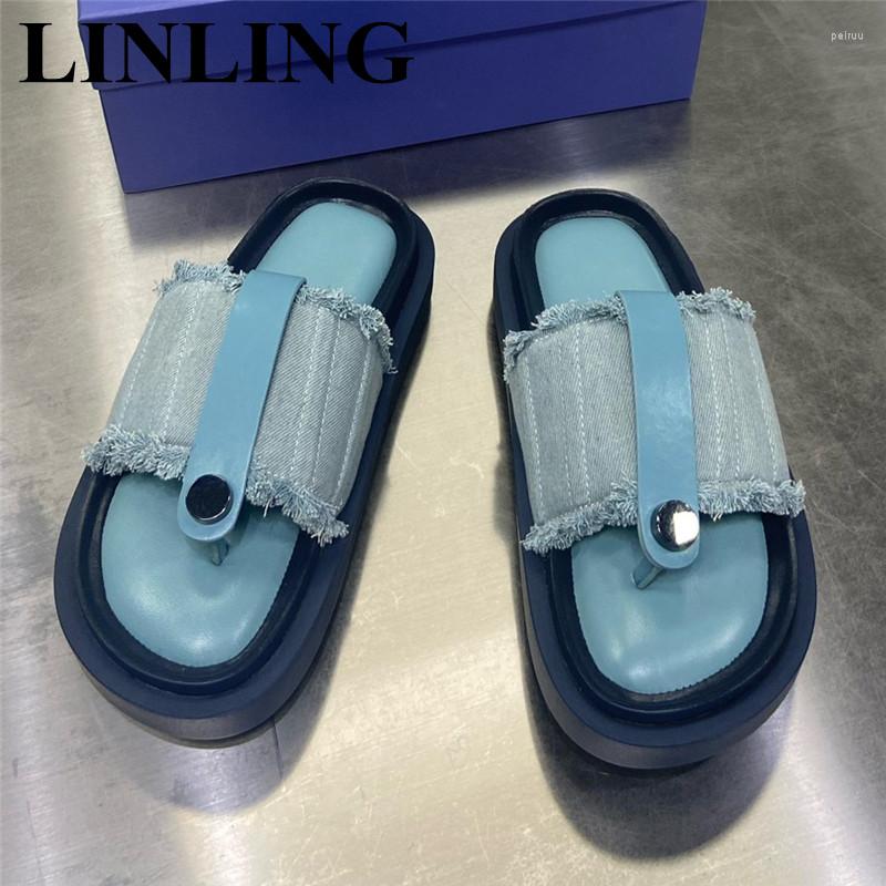 

Slippers 2023 Women's Summer Fashion Slides Casual Shoes Designer Thick Sole Flat Sandals Women Outside Platform Flip Flops, Picture shown