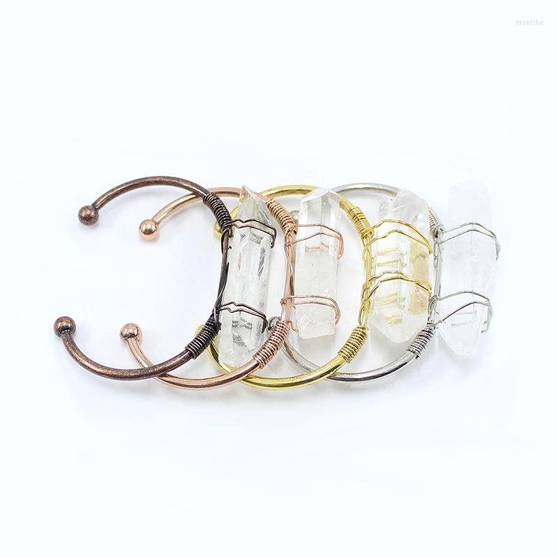 

Bangle Natural Stone Crystal Cuff Bracelets Wire Wrap Raw Quartz Reiki Healing Charm Women Bangles Fashion Jewelry