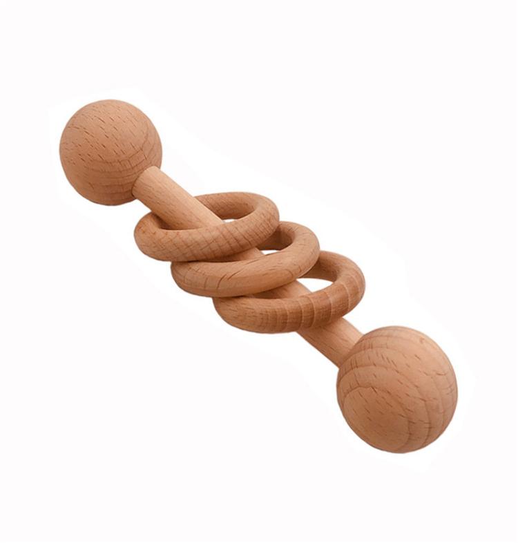 

Beech Wood Rattle Teethers Chew Wood Beads Rattling Teething Montessori Toys Food Grade Wooden Ring Rattle Baby Teethers1156691