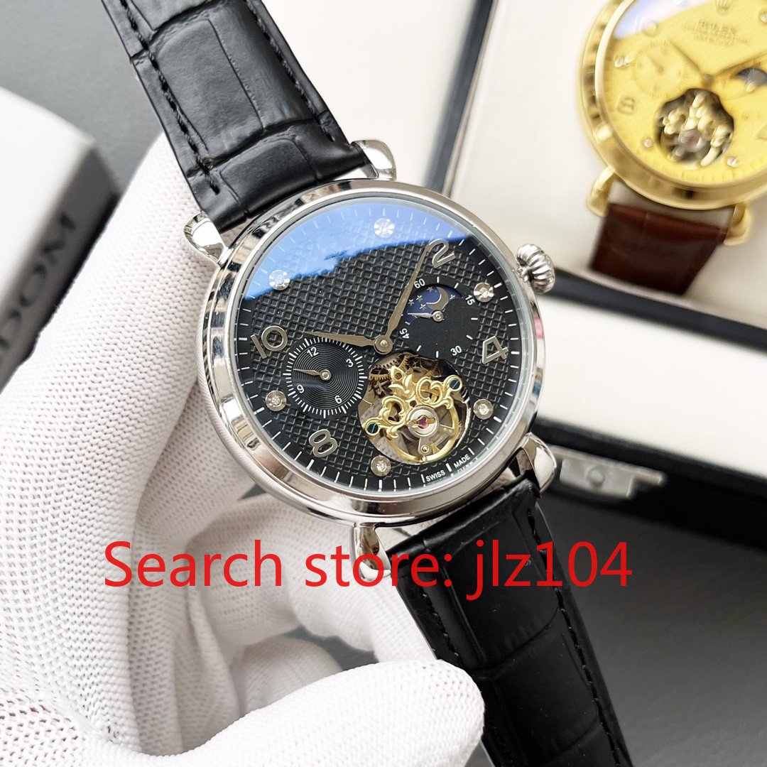 

mechanical watch, multifunction, sapphire crystal, automatic mechanical movement, stainless steel case, 42 mm, high quality clone,qq