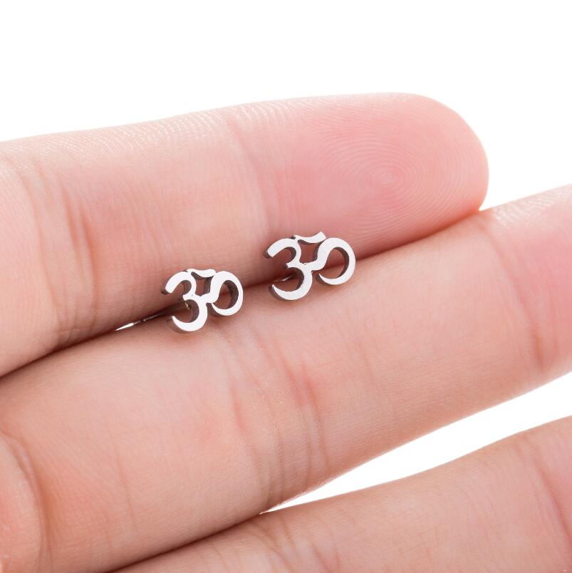 

SMJEL Personalize OM Symbol Earrings Women Stainless Steel Black Earrings Motorcycle Meditation Yoga Minimalist Jewelry