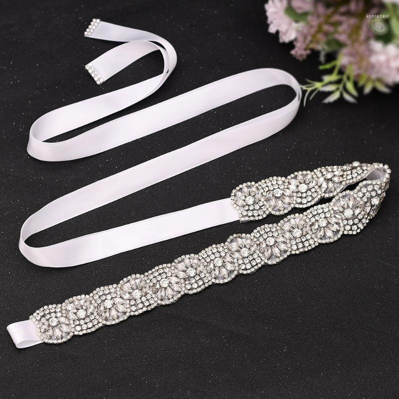 

Belts Handmade Full Crystal Wedding Rhinestone Bridal Sashes Waist Belt For Bridesmaids DressesBelts, White