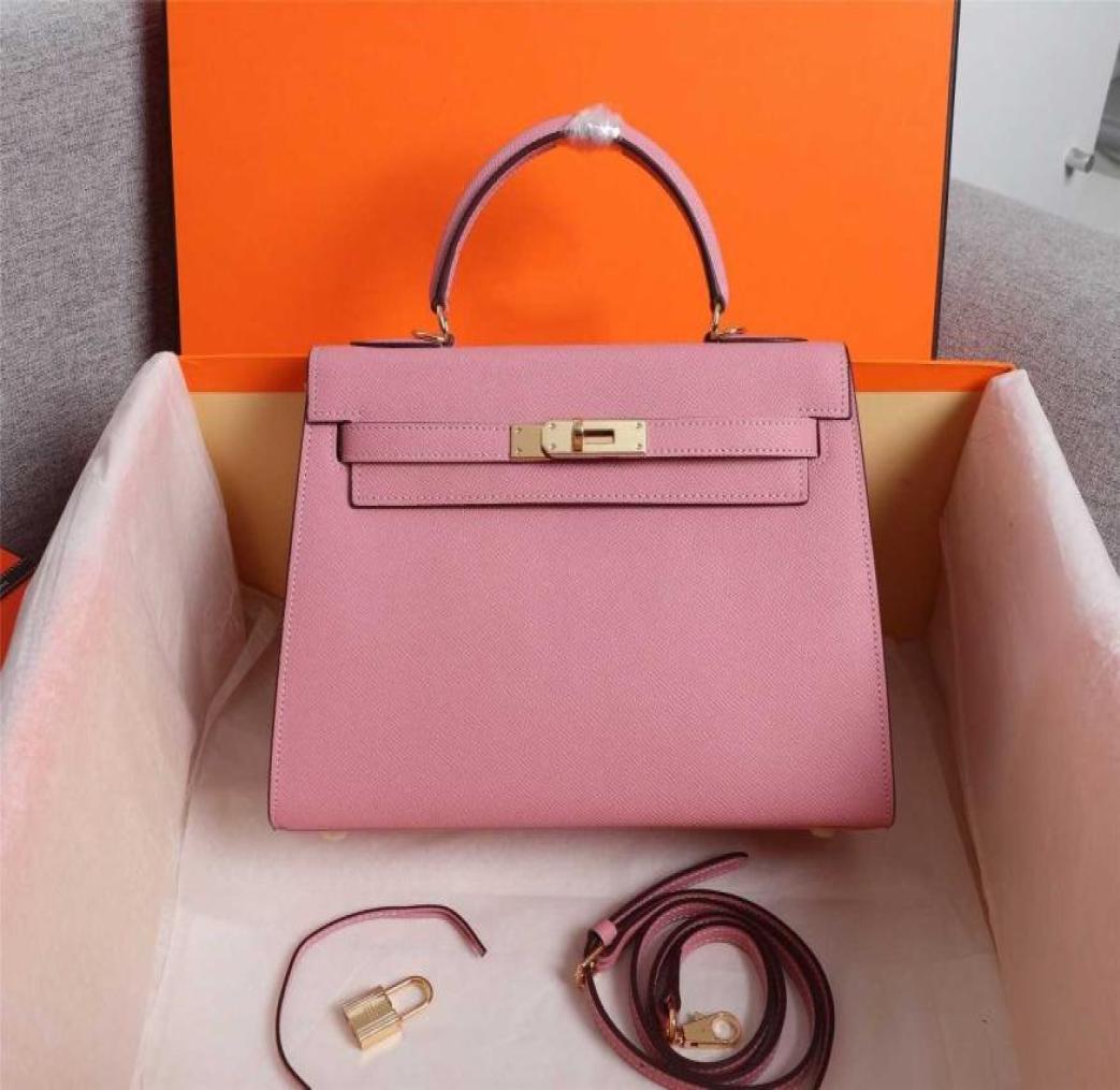 

5A High Quality 17 Colors Princess Woman Shoulder Bags Espom Designer 22cm 25cm 28cm Lady Genuine Leather Tote Handbag kellys0395790184, Cream