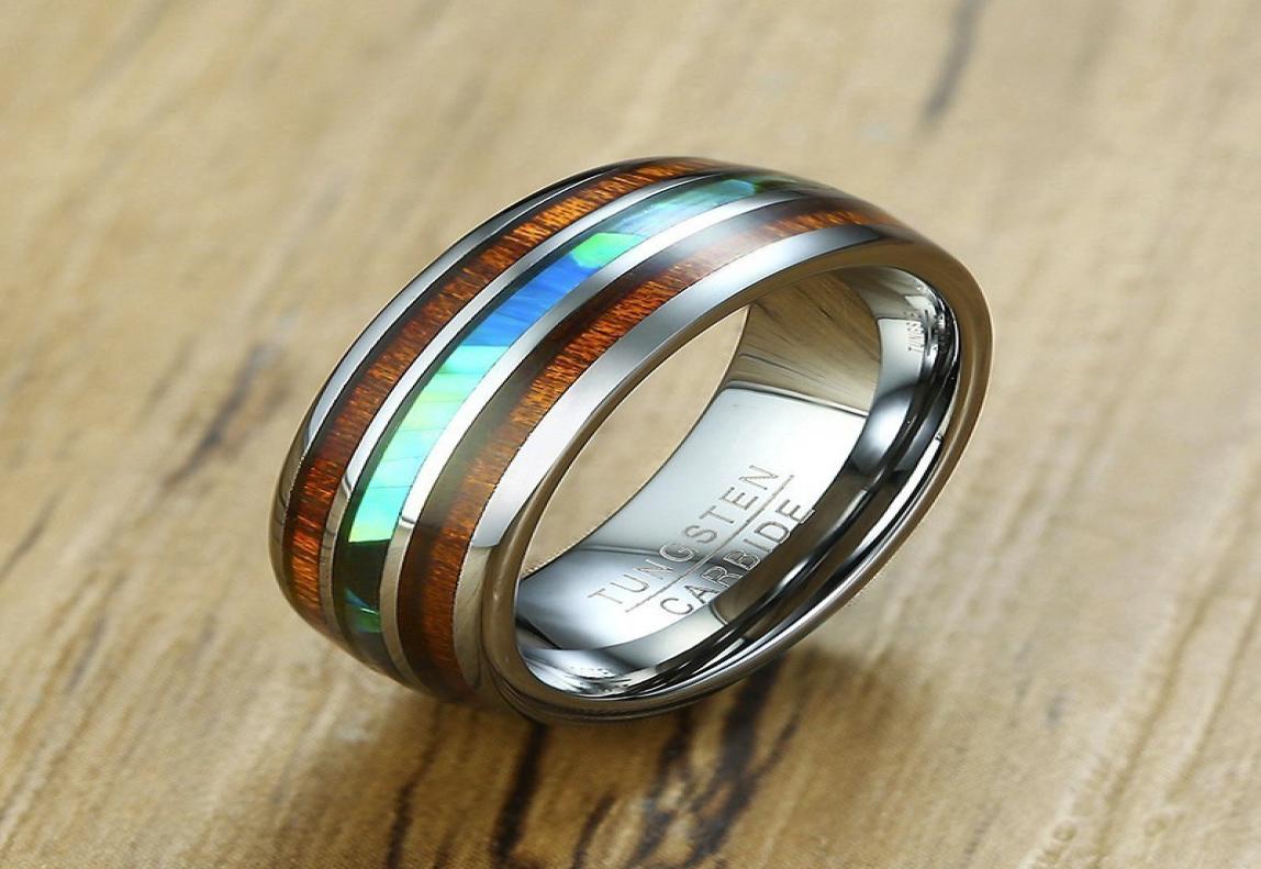 

Vnox 8mm Tungsten Carbide Ring for Men Wood Pattern Colored Unique Wedding Band Casual Gentleman Anel Jewelry Y11282483384