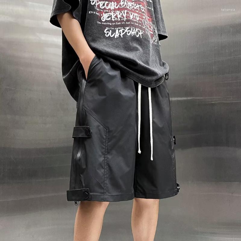 

Men's Shorts DEEPTOWN Oversize Black For Men Darkwear Casual Loose Cargo Male Knee Length Streetwear Hip Hop Fashion Spring