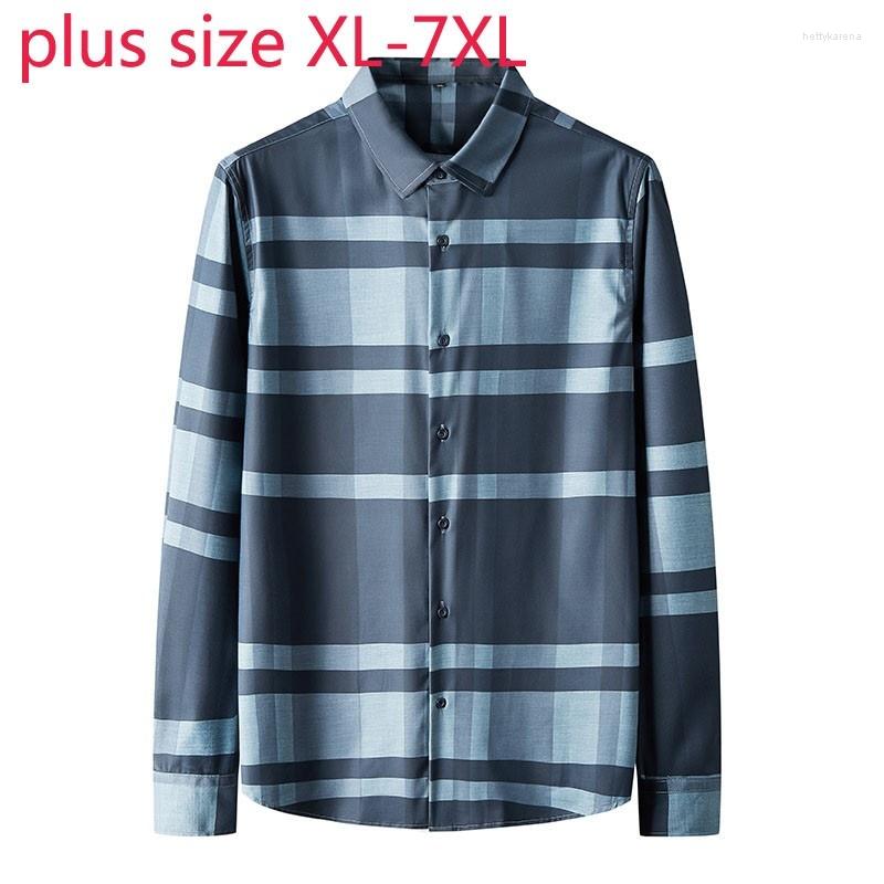 

Men's Casual Shirts Quality Arrival Super Large High Autumn Youth Fashion Striped Long Sleeve Men Shirt Plus Size XL-5XL 6XL, 4157 b