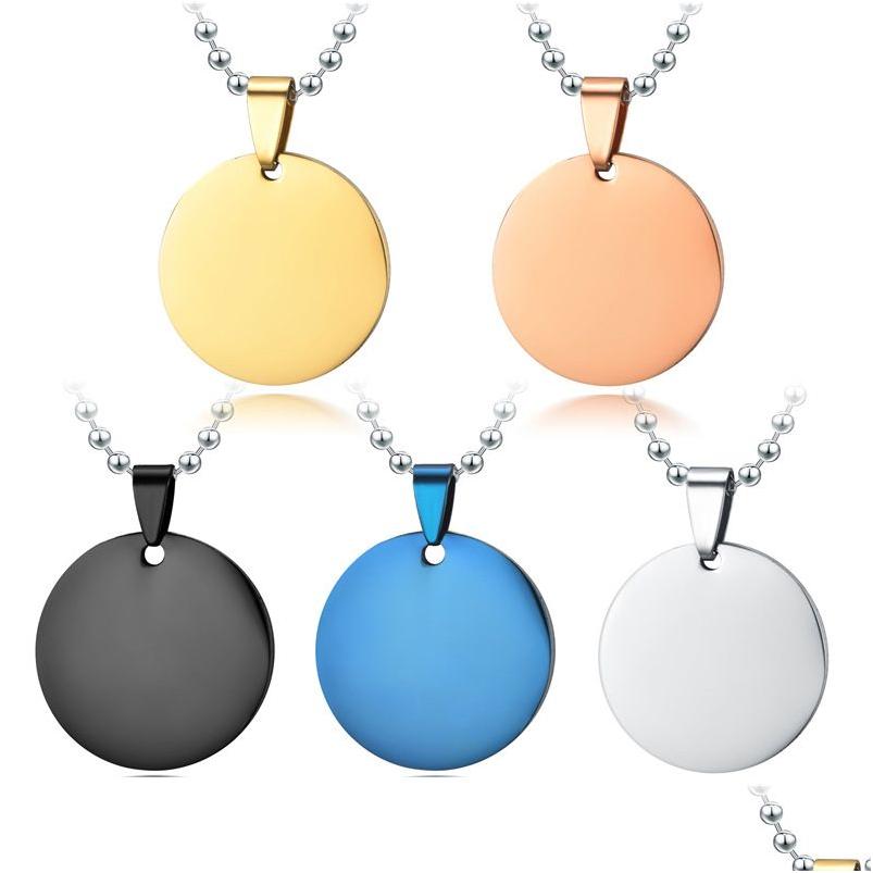 

Pendant Necklaces Round Stainless Steel Necklace Metal Blank Designer Creative Gifts Supplies With Chain Drop Delivery Jewelry Pendan Dhyyg