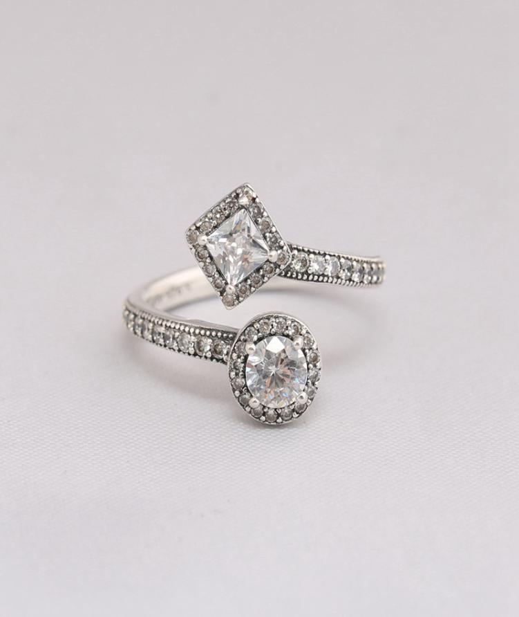 

Authentic 925 Sterling Silver Rings Abstract Elegance Clear Cz Fits European Pandora Style Jewelry 191031CZ7744024