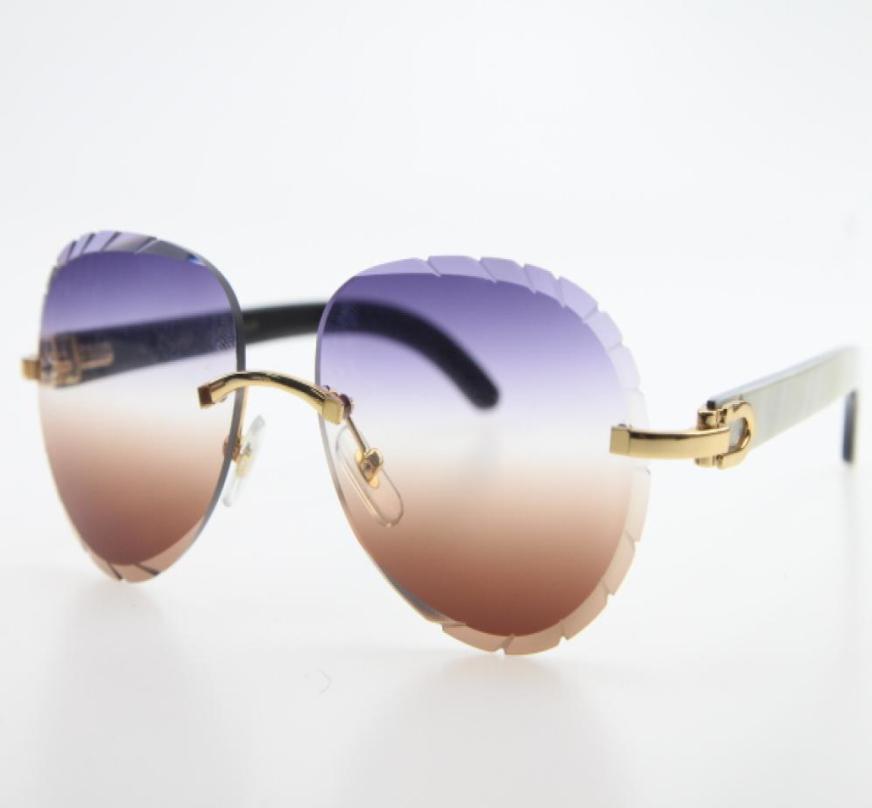 

Whole Rimless Sunglasses Original White Inside Black Buffalo Horn 8200765 Unisex Glasses Shield High Quality Oval SunGlasses M4672104