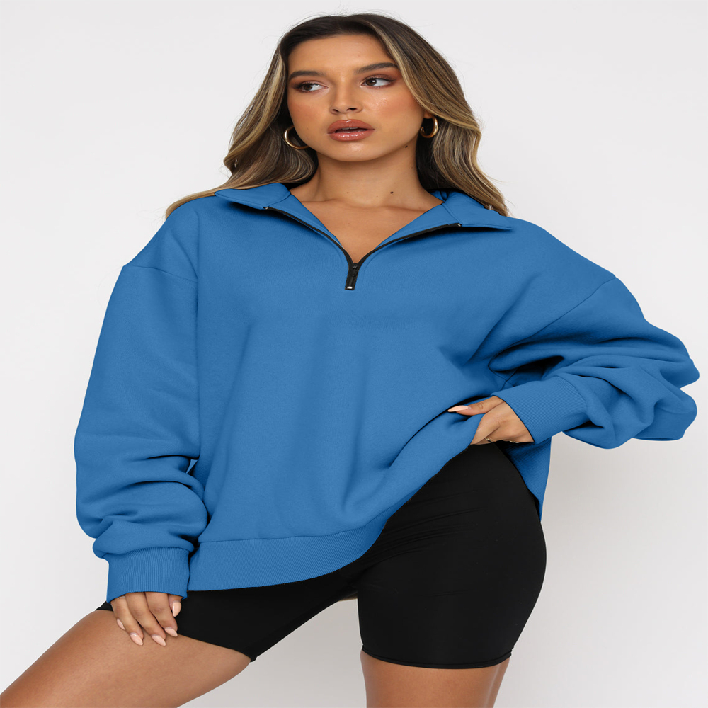 

European and American women's 2022 autumn and winter new Amazon casual top half zipper pullover long-sleeved sweatshirt hoodie women, 12
