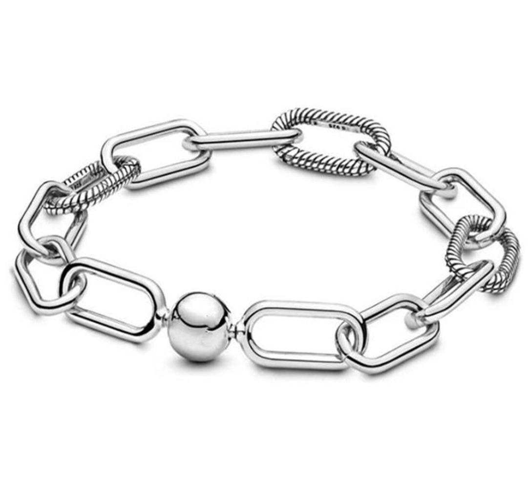 S925 Sterling Silver Charms Bracelets Bangle DIY Bead Charm Link Hand Chain Women Wedding Jewelry Women&#';s Gift261D
