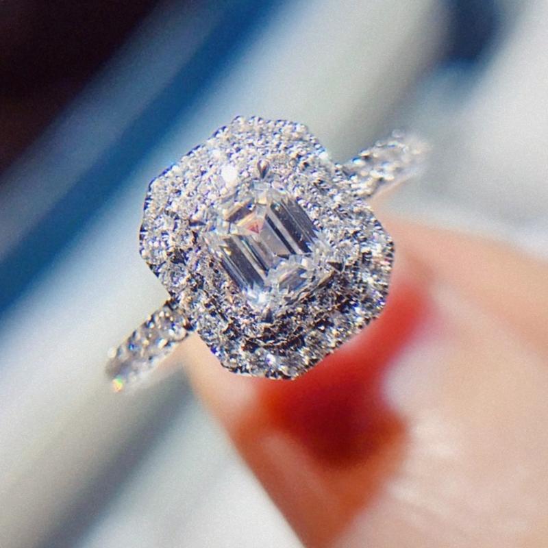 

Wedding Rings Modern Style Women's For Luxury Promise Bands Exquisite Design Bridal Accessories Full Shiny Zirconia GiftWedding