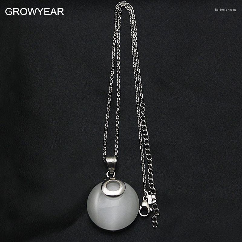 

Pendant Necklaces Stainless Steel Opal Necklace Women Fashion Jewelry Silver Color Metal Stone Geometric