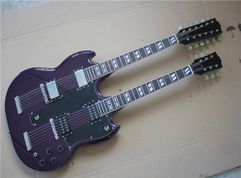 

Double Neck 126 Strings Purple body Electric Guitar with Chrome hardwareRosewood Fingerboardcan be customized1020169