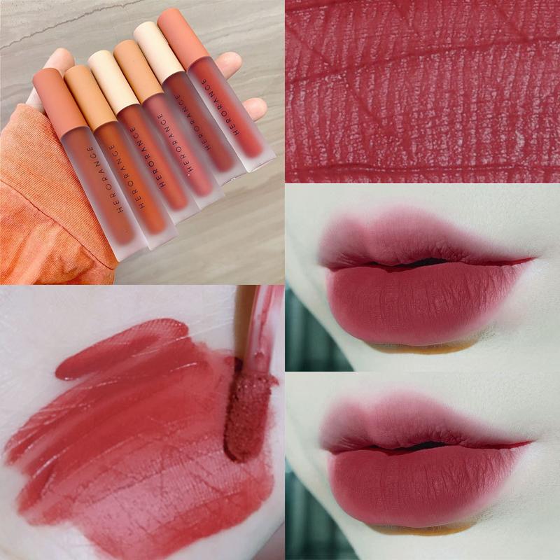 

Lip Gloss 6 Colors Waterproof Moisturizing Velvet Matte Air Liquid Lipsticks Makeup Cosmetic Long Lasting Non-fading Glaze, 04