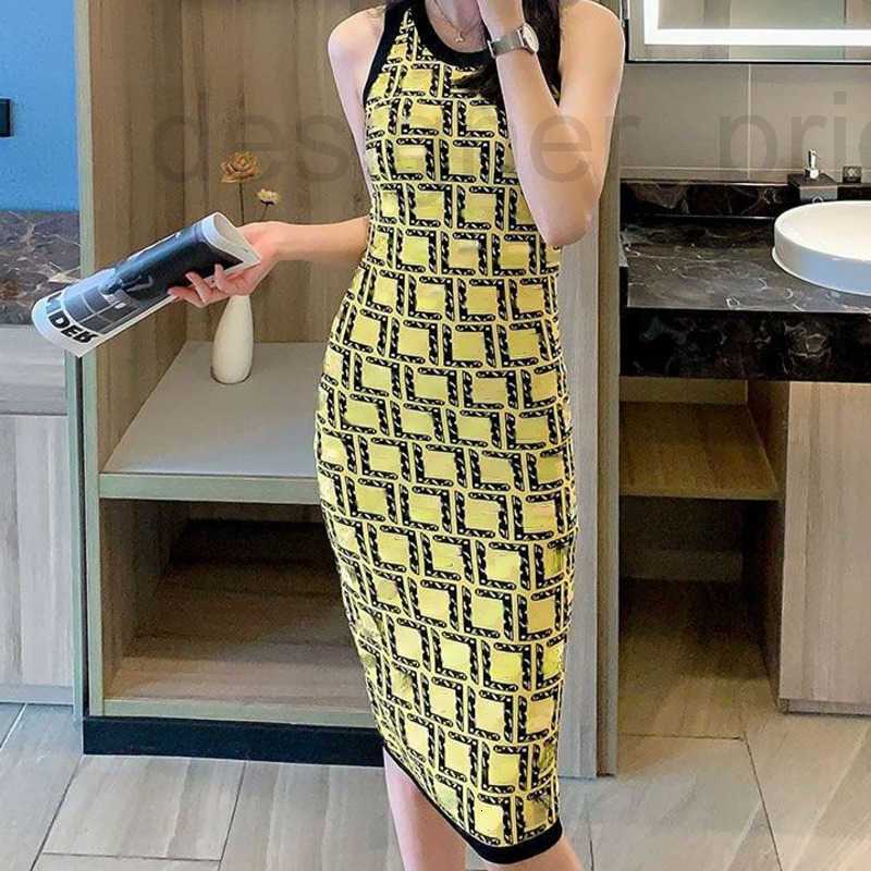 

Basic & Casual Dresses Designer Luxury brand dress tank top summer ice silk vest alphabet knitted suspender wrap hip skirt American womens clothing WYRG, Blue