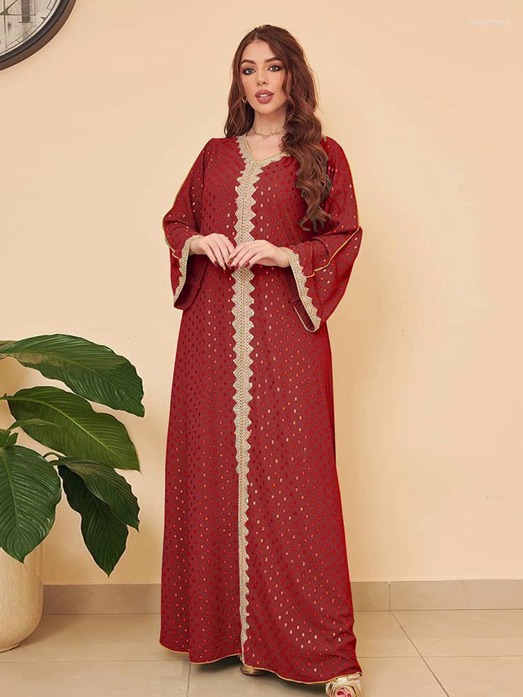 

Casual Dresses Women Elegant Maxi 2023 Spring Autumn Luxury Sequin Long Sleeve Abaya Muslim Turkish Evening Party Robe Vestido, Red