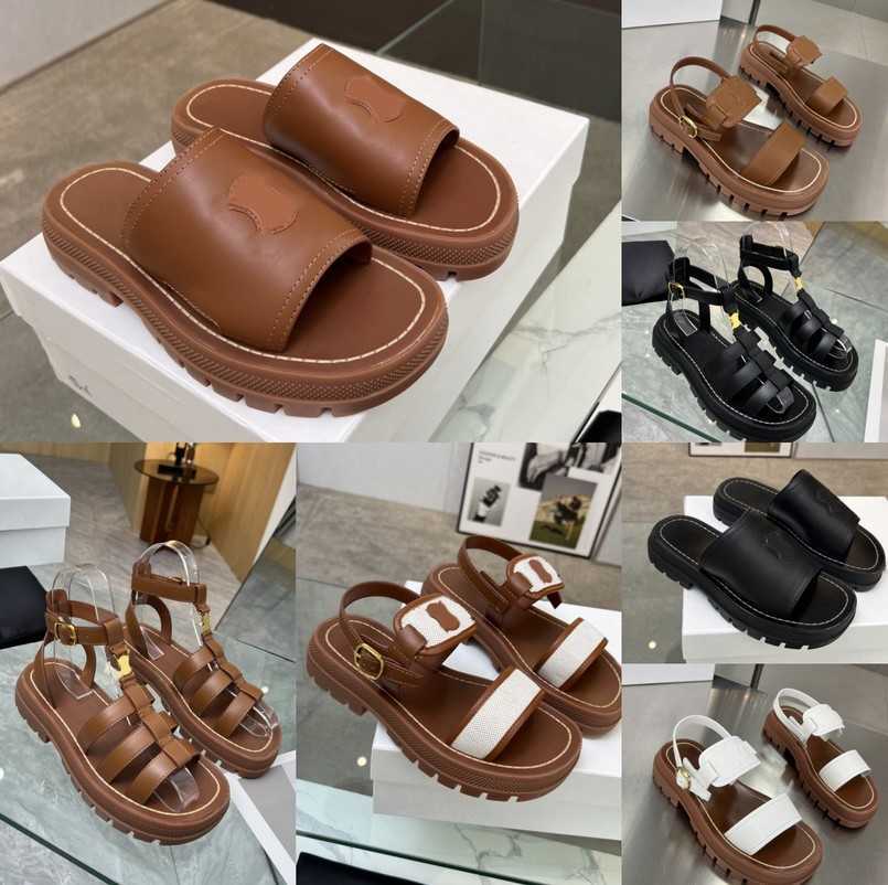 

Clea Chunky Sandals Designer Triomphe Gladiator Sandal Women Leather Fishman Adjustable Buckle Strap Slides Slippers Size 35-42 chunky thick bottom mules shoes, Clnys510-3