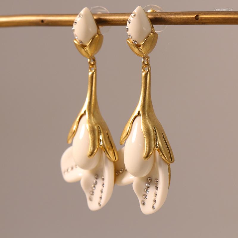 

Dangle Earrings Resin Elegant White Magnolia Flower