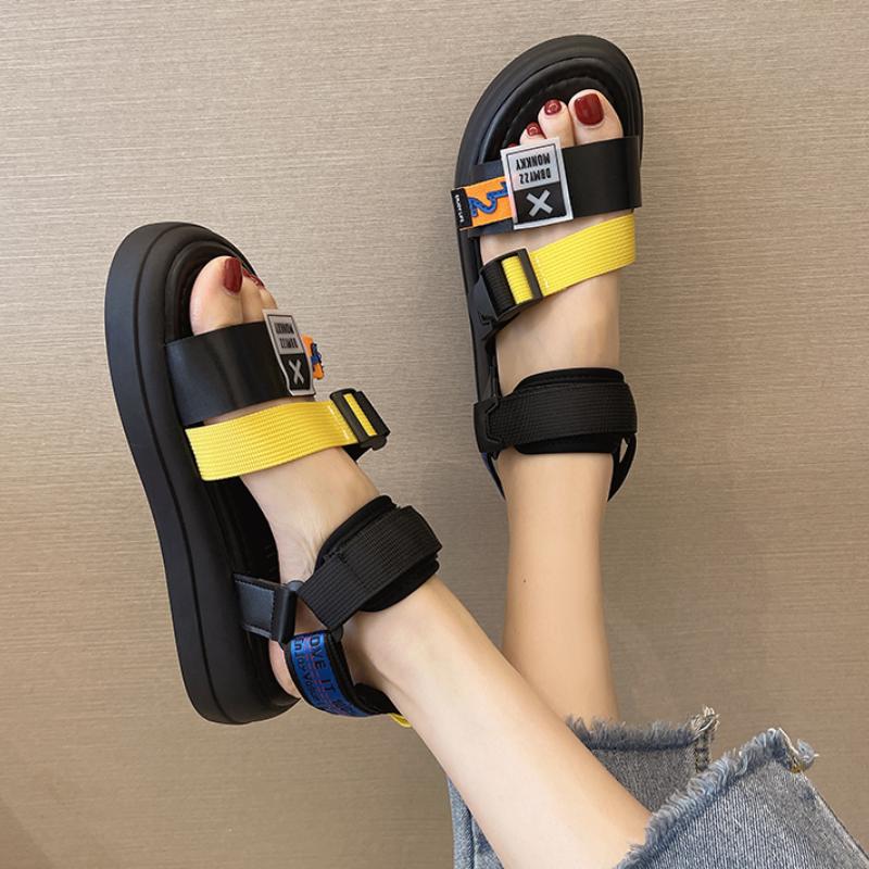 

Sandals Women 2023 Fashion Summer Casual Shoes Woman Flat Thicken Comfort Non-slip Beach For Trend Sandal, Black