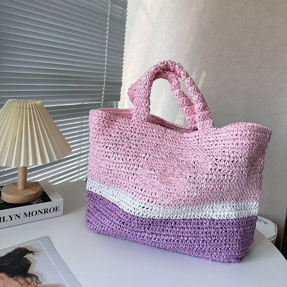 

Designer beach bag Luxury Design Women Plaited Raffia Straw Bag Large Capacity Casual Tote Handbag Hollow Summer Beach Vacation Shoulder Bag 01, Customize