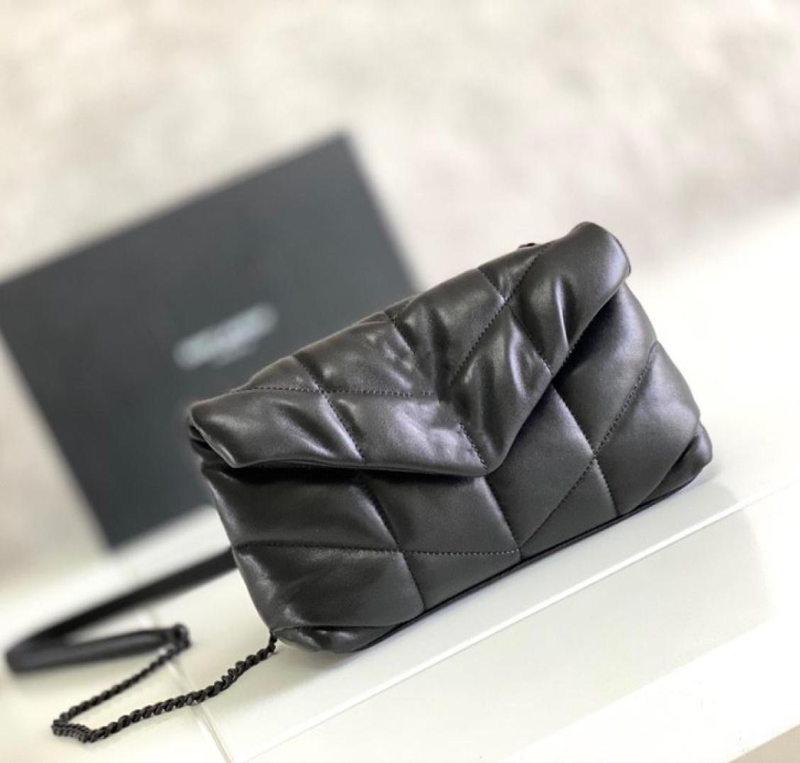 

Loulou Puffer Mini Genuine Leather Crossbody Bag Black Super Soft 23cm Three Gold Silver Black Hardware Designer Lady Purses7664747