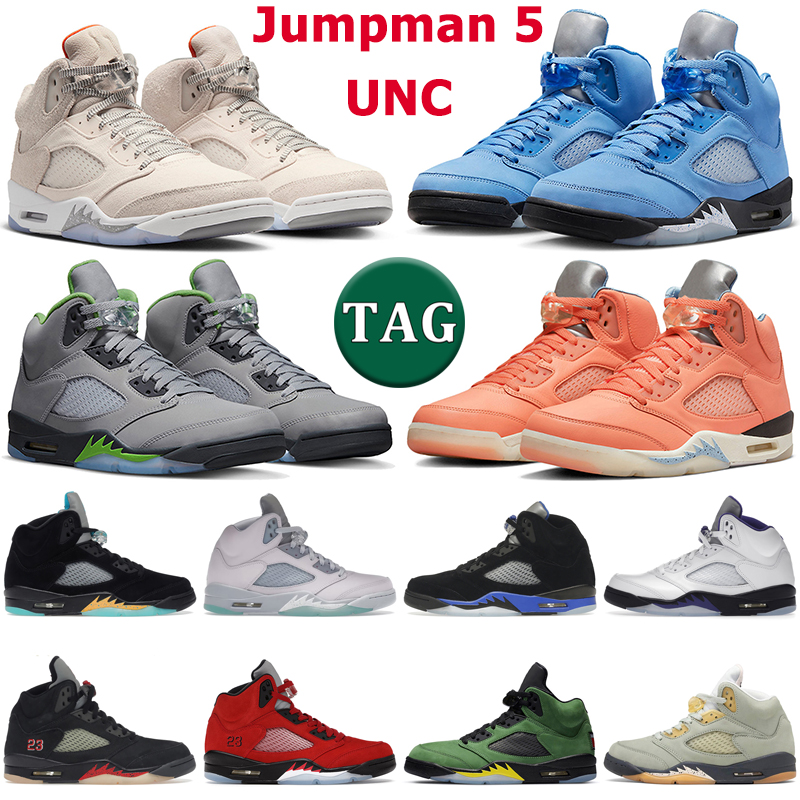 

Jumpman 5 basketball shoes men 5s UNC University Blue Light Orewood Brown Green Bean Crimson Bliss Dark Concord Racer Blue Aqua Easter mens trainers sports sneakers, White