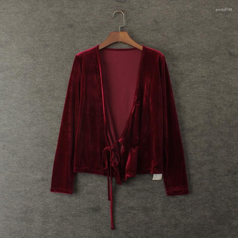 

Women's Jackets Women's Fashion Vintage Normic All-match Lacing Velvet Cape Short Design Deep V-neck Long-sleeve Outerwear, Black