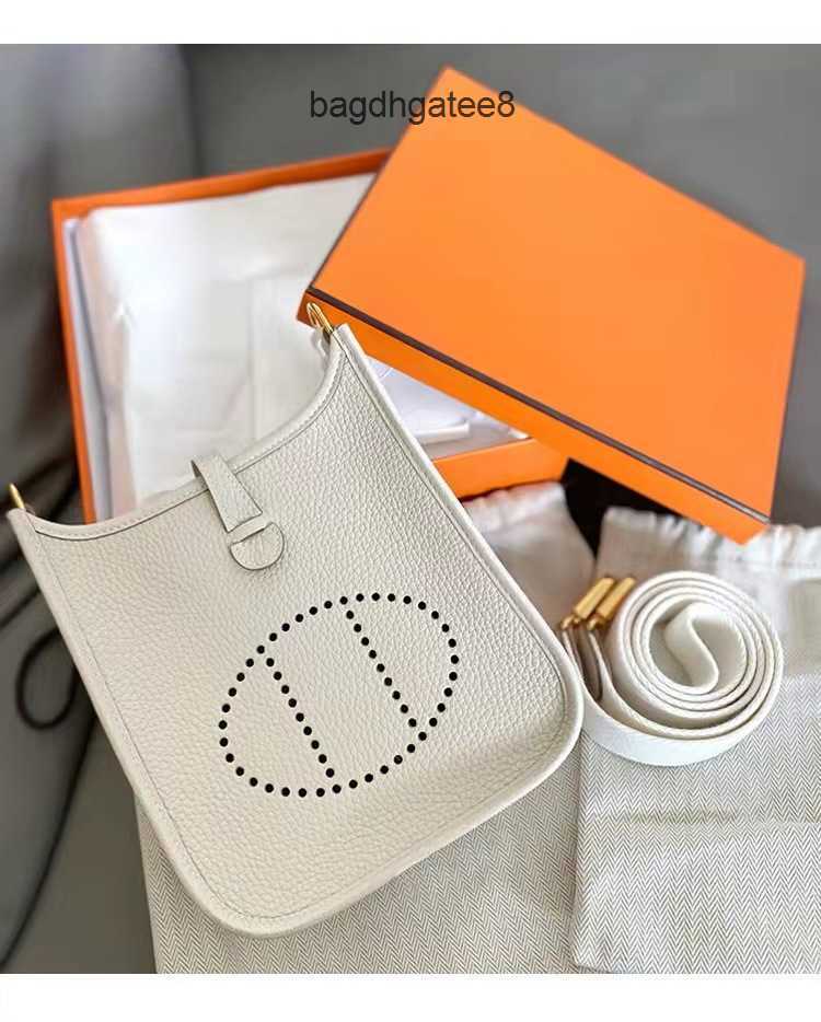 

Bags Bag 2023 Evelynbag Designer h Tote 2023 h Family Mini Crossbody Top Layer Cowhide Litchi Pattern Bucket Women's, Elephant grey