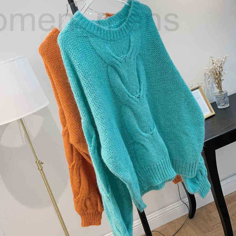 

Women' Sweaters designer Makaron knitted soft lk ue swter women' new autumn Pulr loose outer wr lazy TUFW, Orange