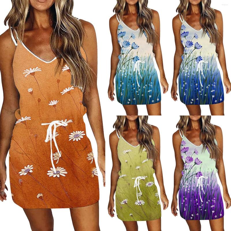 

Casual Dresses 2023 Summer Dress Women Elegant Party Sexy Drawstring High Waist V-neck Short Sleeve Mini, Sky blue