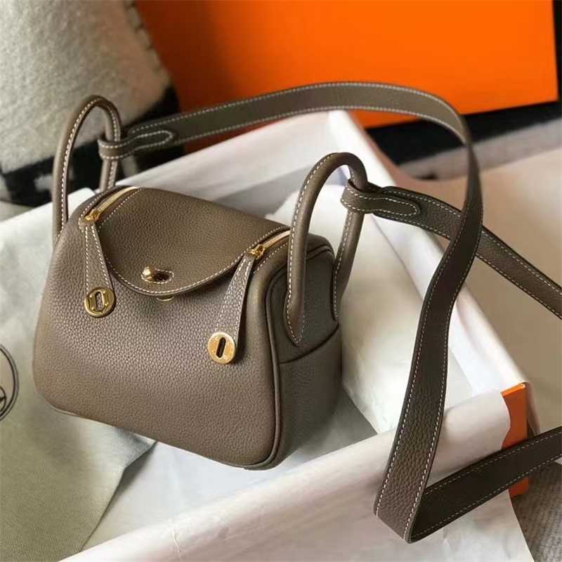 

Women Handbag Lindys Top layer cowhide high-quality leather handbag pure leather single shoulder women's bag Lindys bag doctor's bag medicine box bag, 26cm large elephant grey