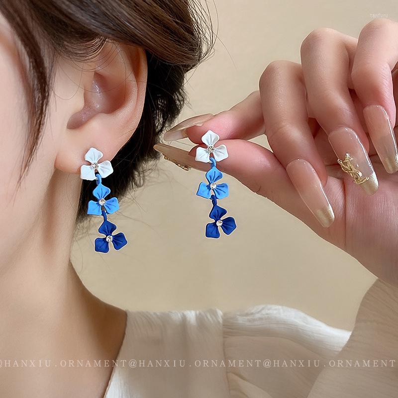

Dangle Earrings Korean Double-layers Flower Drop For Ladies Exaggerated Women Tassel Floral Fashion Jewelry Accessories