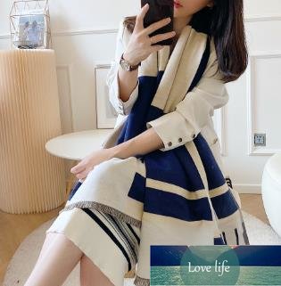 

Artificial Cashmere Scarf Women's Korean-Style Fashionable Autumn Letter Splicing Warm All-Matching Scarf Air Conditioning Shawl Women