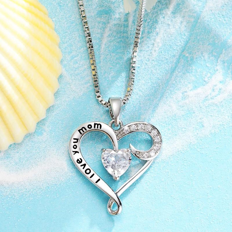

Pendant Necklaces CAOSHI Exquisite Love Necklace Fashion Mother's Day Gift Silver Color Shiny Zirconia Jewelry For Women Graceful