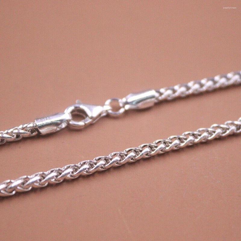 

Chains Real 925 Sterling Silver 3mm Wheat Link Chain Necklace 19.7" Lobster Clasp
