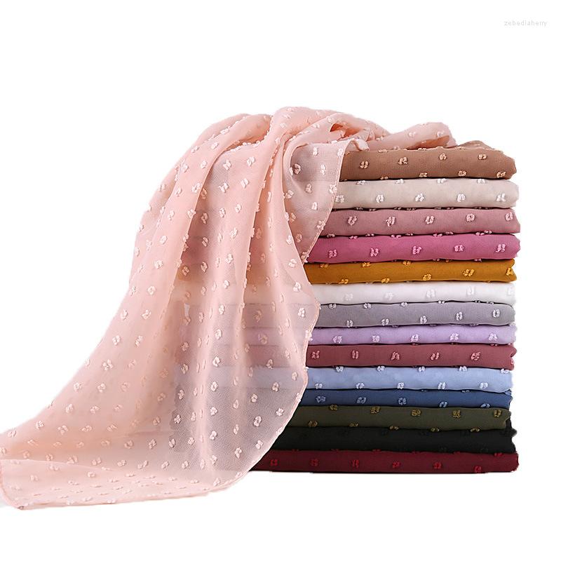 

Scarves HanXi Pompom Bubble Chiffon Muslim Hijab Women Scarf 175 70cm Long Headscarf Fashion Lady Islamic Sjaal