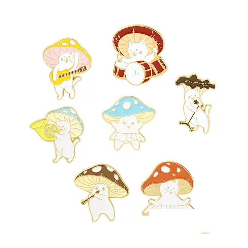 

Pins Brooches Mushroom Enamel Badges Brooch Pins Cute Decorative On Backpack Cat Concert Lapel Back To School Gift For Clothes Drop Dhfbg