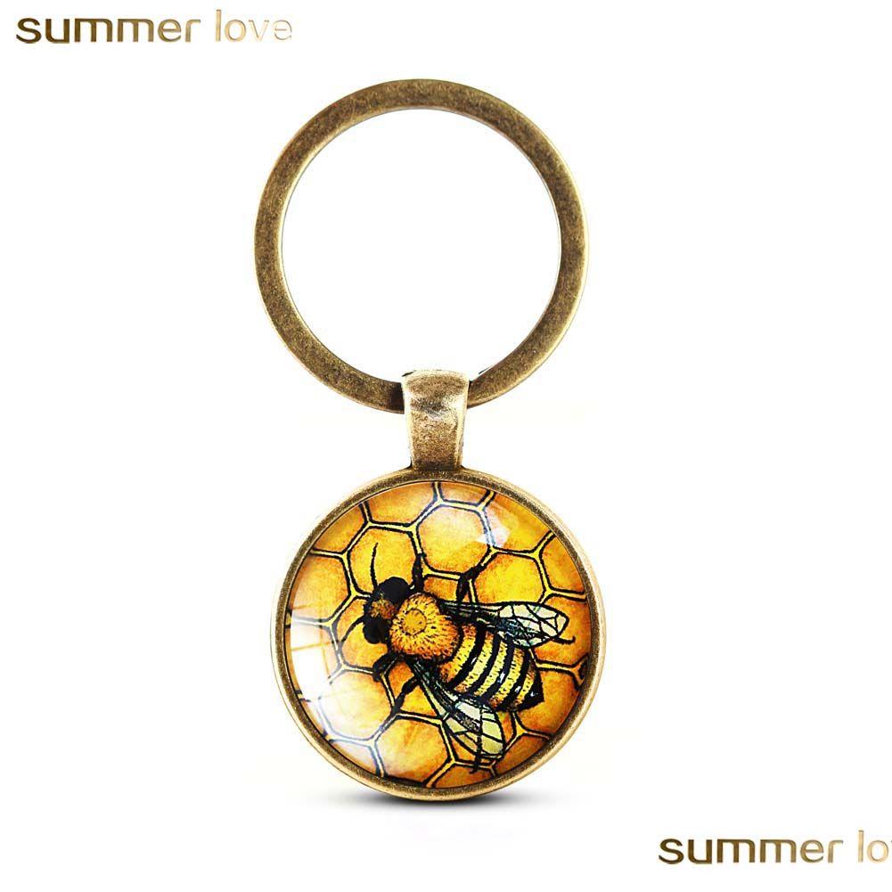 

Key Rings Selling Crystal Keychain Unique Cute Bees Holder Handmade Animal Pattern Keyring For Women Girls Personalized Jewelry Gift Dhtp0