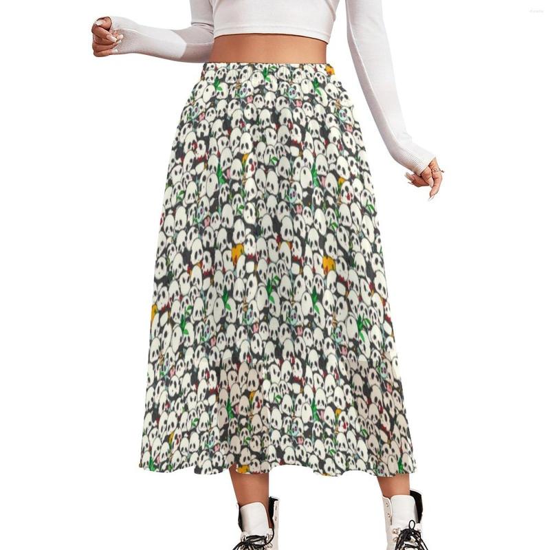 

Skirts Cute Panda Skirt Kawaii Animals Print Long Summer Street Fashion Elastic Waist Chiffon Oversize Casual, Style-2