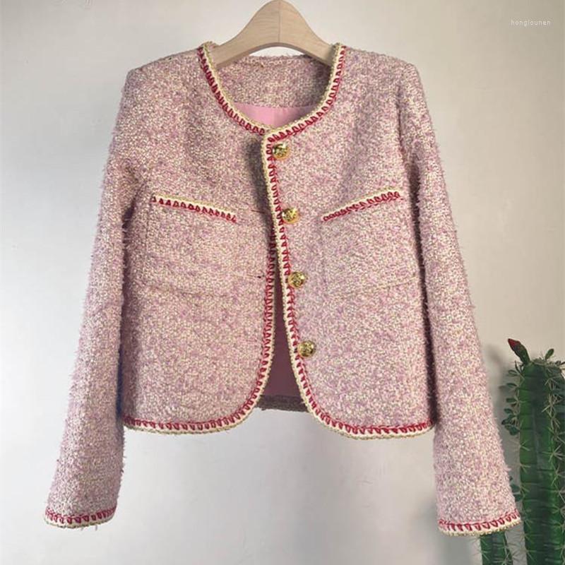 

Women' Jackets Luxury Vintage Tweed Woolen And Coats Women Autumn Winter Runway Designer Long Sleeve Outerwear Office Slim Tops 2023, Picture color