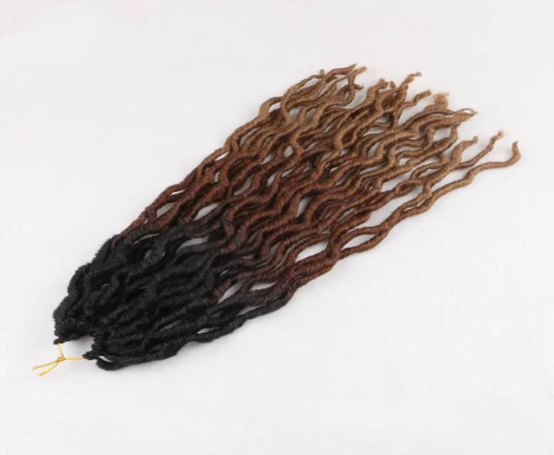 

18inch Long Ombre Synthetic Braiding Hair extenion Faux Locs Curly Crochet Hair Extensions Soft Dreads Crochet Braids Nu Locs Blac2037880, #1b