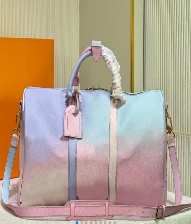 

Designer Speedy Monograms travel bag Shoulder Duffle Bags women men handbag High quality genuine leather Large capacity Luggage po3321279, Sky blue