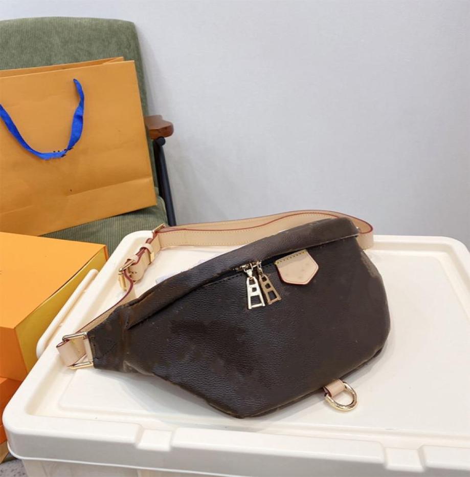 

2021 Retro Fashion Bag Ladies Double Zipper Opening And Closing Classic Presbyopia Luxury Designer Handbag Messenger Waist Bag5517032, Brown