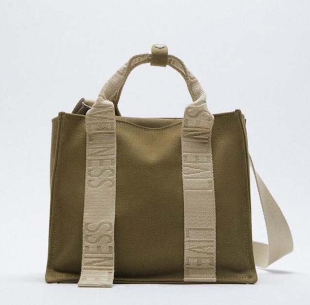 

Canvas Tote Women Casual Letter Small Crossbody Shoulder Bags9716490, Khaki