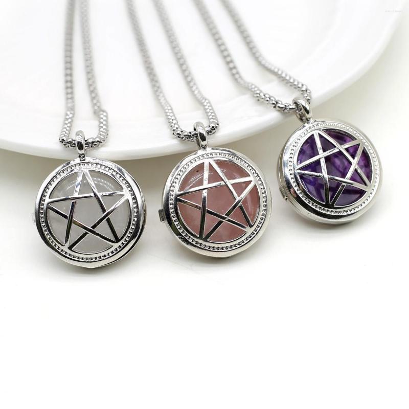 

Pendant Necklaces Natural Stone Necklace Reiki Healing Star Amethysts Quartz Stainless Steel Chain For Women Trendy Jewelry Gifts