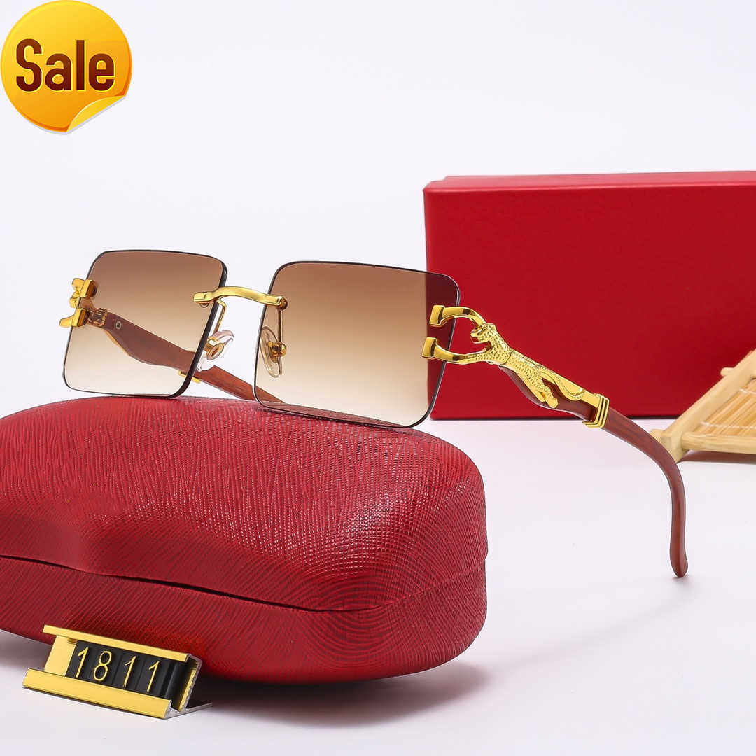 

2023 Cheap Fashion Vintage Leopard Head Double Bridge Stylish Rimless Sunglasses UV400 Protection Women Sun Glasses