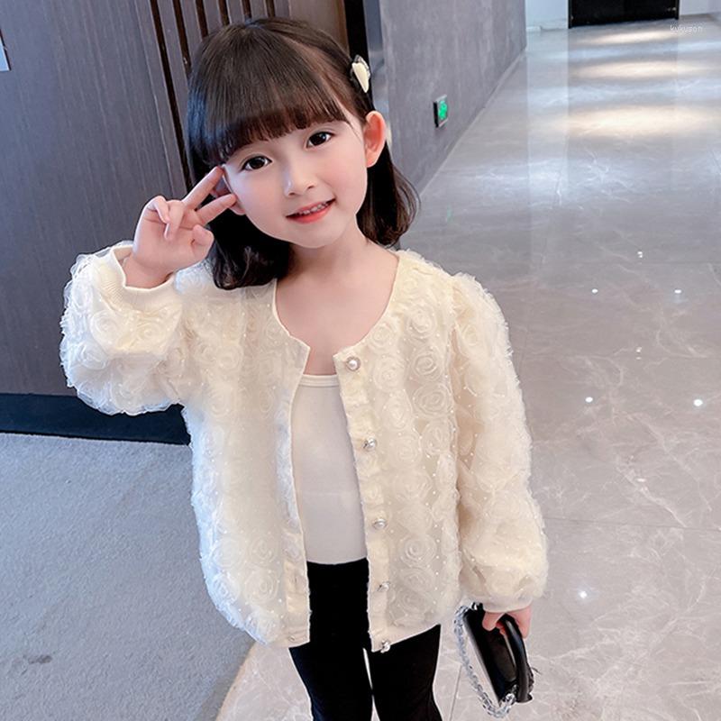 

Jackets Autumn Winter Girls Sweater Jacket Crew Neck Toddler Kids Single Breasted Warm Cardigan Long Sleeves Children Outwear, White