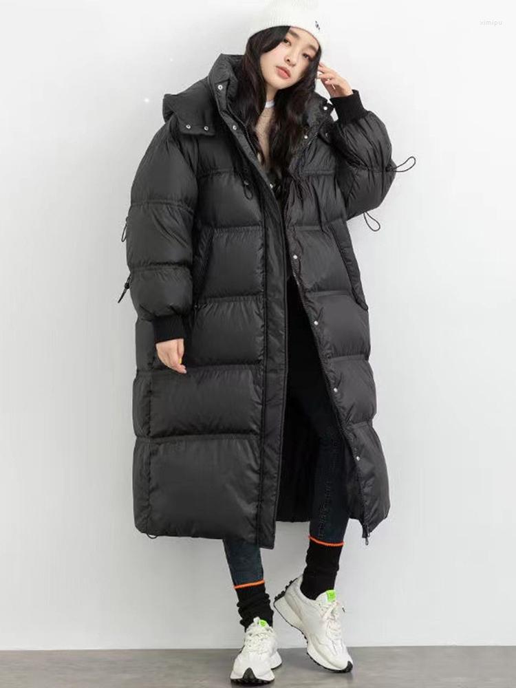 

Women's Trench Coats Long Jacket Winter Women 2023 Thicken Parka Cotton High Quality Fashion Hooded Female Coat Padded Warm Black Outwear